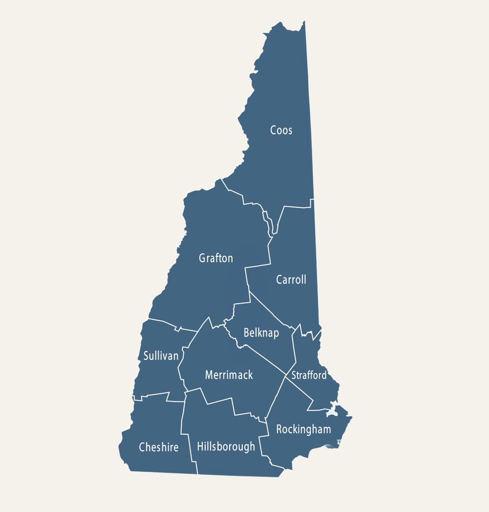 New Hampshire county map